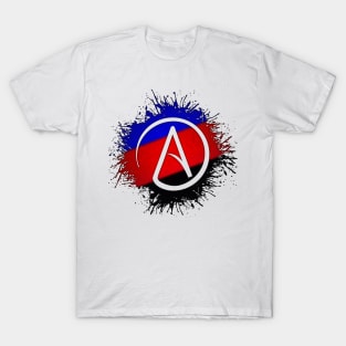 Paint Splatter Polyamory Pride Flag Atheist Symbol T-Shirt